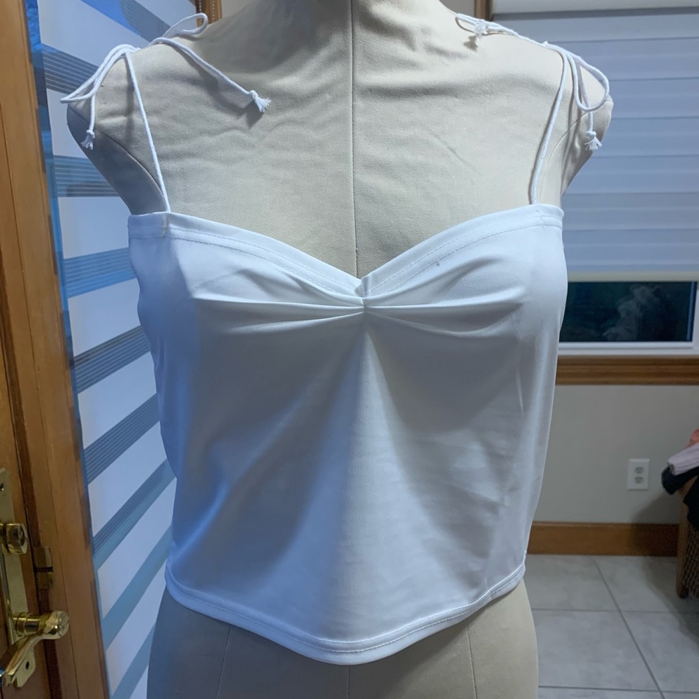 White crop top - ties at shoulders